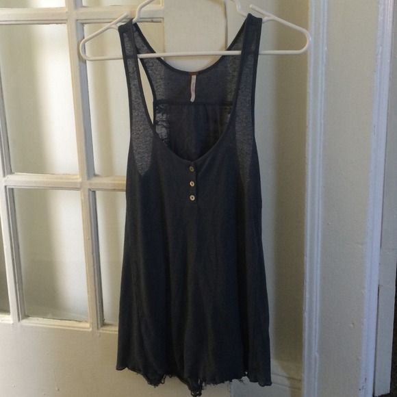 Blue Free People Top w/ Distressed Back