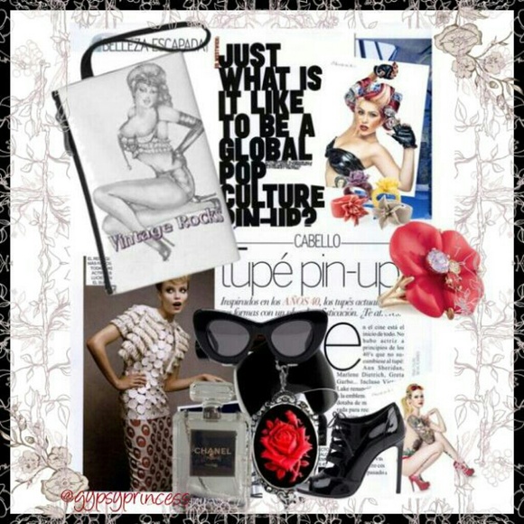Vintage Rocks Pin-Up Clutch With Strap NWT