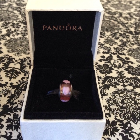 Authentic Pandora Pink Heart Glass Bead Charm
