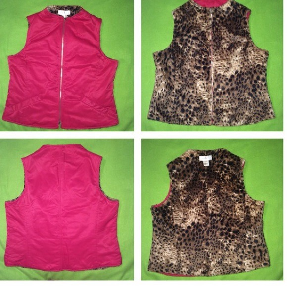 Reversible Women's Vest Pink And Leopard Print