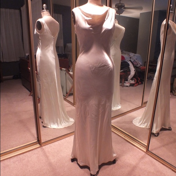 White satin evening gown