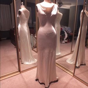 White satin evening gown