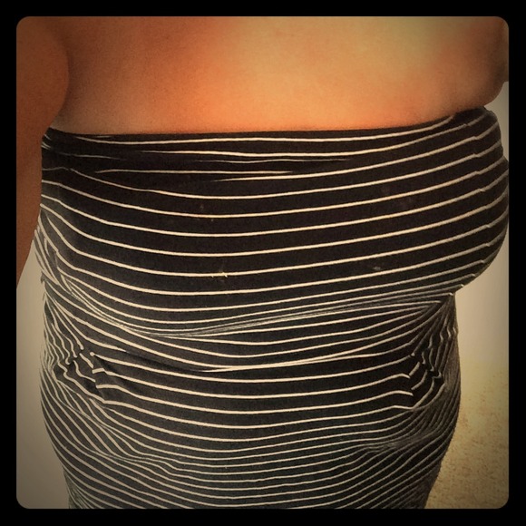 Black+white striped knee length tube dress $10