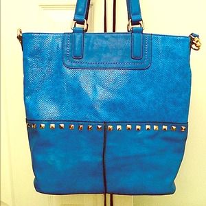 Stud detail cobalt blue handbag