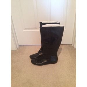 Black Leather Boots Women's size 12! ✨
