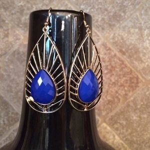 NWOT . Beautiful gold blue earrings.