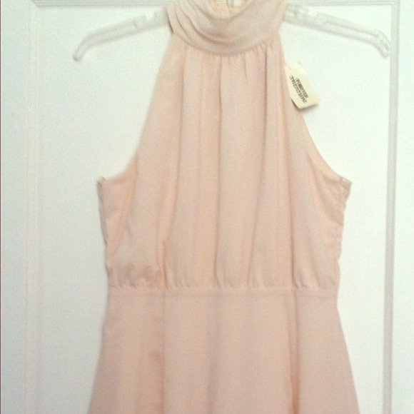 Beige Halter Skater Dress