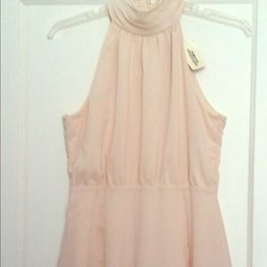 Beige Halter Skater Dress