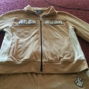 2pc Rockawear sweatshirts with paints.