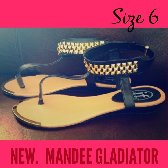 mandee Shoes - N͜͡E͜͡W͜͡  MANDEE Gold Studded Gladiator Sandals