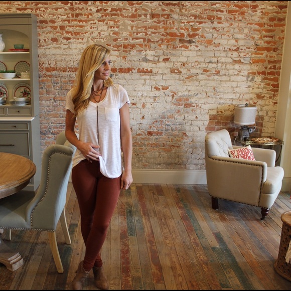 Terra-cotta knit jeggings - Picture 2 of 4