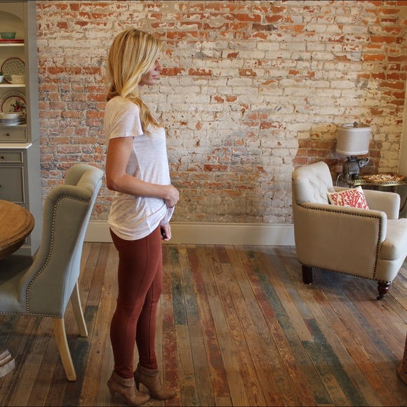 Terra-cotta knit jeggings - Picture 3 of 4