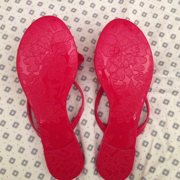 Shoes - Red Jelly Bow Flip Flops Shoes - Red Jelly Bow Flip Flops