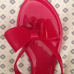 Shoes - Red Jelly Bow Flip Flops Shoes - Red Jelly Bow Flip Flops