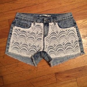 Lace & Denim Shorts