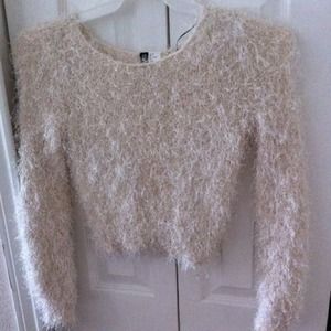 H&M Pullover Cropped Fuzzy Sweater