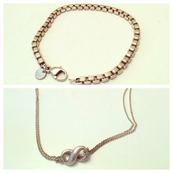 Tiffany link bracelet and figure eight necklace
