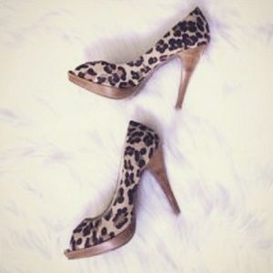 Leopard Peep Toe Pumps