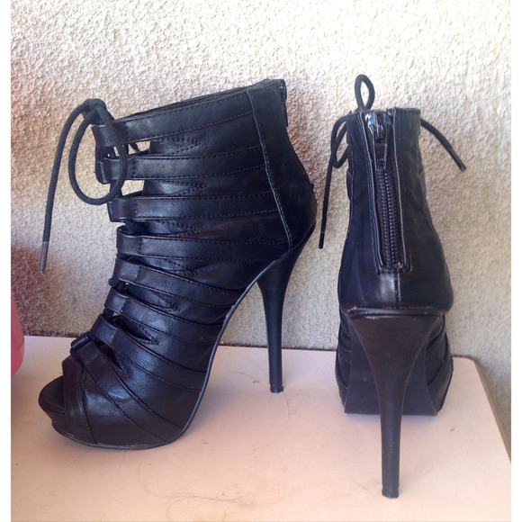 Black Leather Heels - Picture 3 of 3