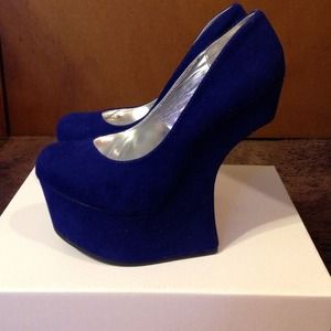 Blue Suede Heel less Shoes