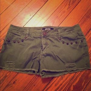 Army green studded shorts
