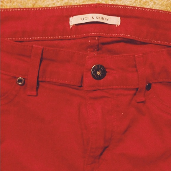 Rich and Skinny red wax skinny jeans