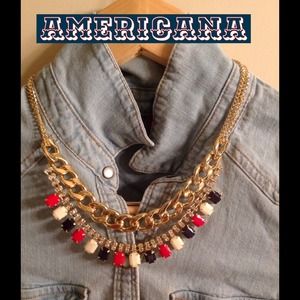 Red White and Blue Glam Statement Necklace