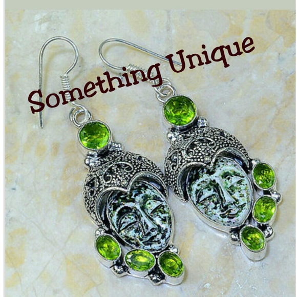 Jewelry - Carved Jasper and Peridot Earrings
