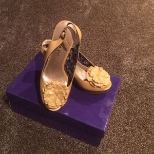 Mustard yellow sling back heels