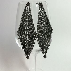 Pewter chandelier earrings for pierced ears.