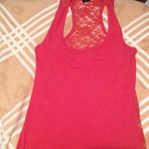 Red lace back tank