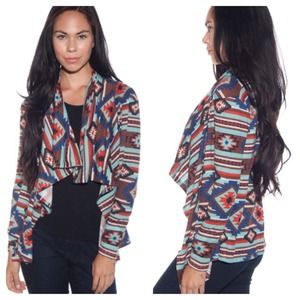 S-M available. Mint tribal print cardigan.