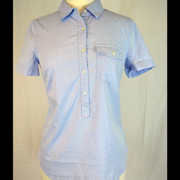 J. Crew oxford popover, dots, size 2