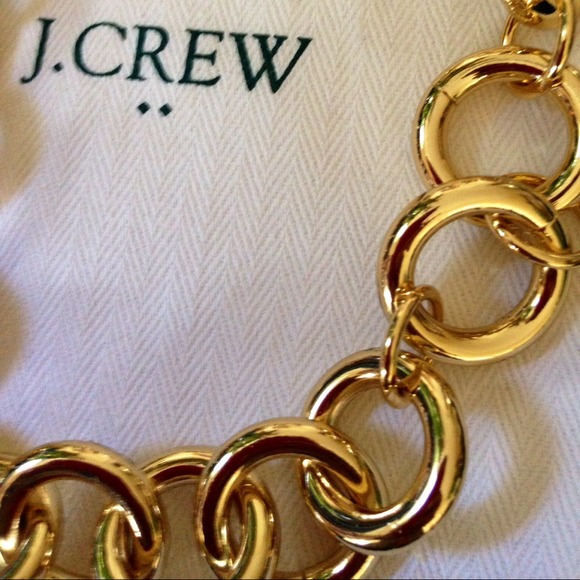 Sold! J.Crew Gold Link Chain Necklace w/ duster - Picture 2 of 4