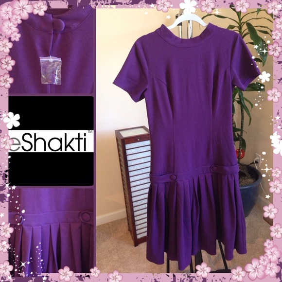 Purple eShakti pleated dress NEW Custom