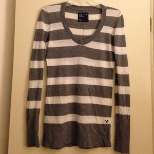 Grey/white striped American Eagle sweater