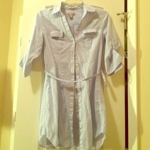 Blue and white pinstriped tunic