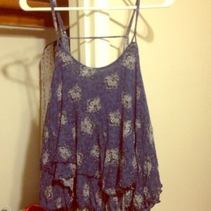 Free People. Blue spaghetti top. Floral print.