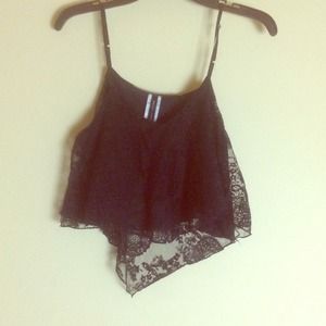 Cute black lace crop tank