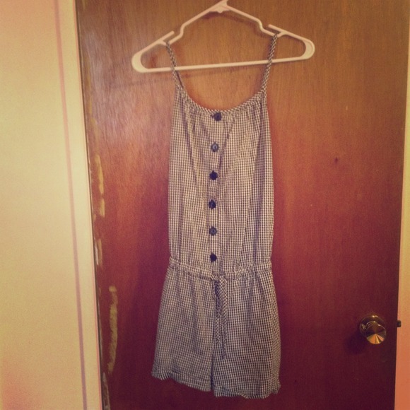Black and white checkered romper.