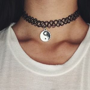 Yin Yang tattoo pendant choker