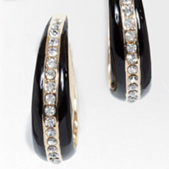 bebe Jewelry - Bebe black and gold hoop earrings. Sold