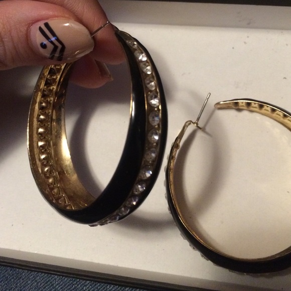 Bebe black and gold hoop earrings. Sold - Picture 4 of 4