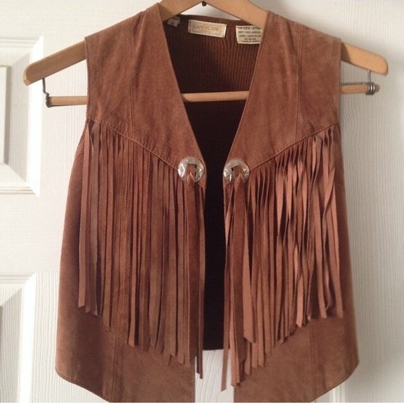Brown fringe vest