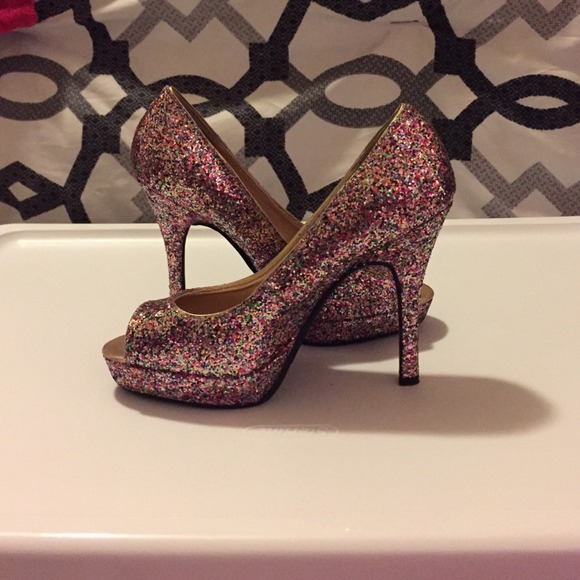 Glitter Multi-Colored Heels. Worn once in Vegas😀