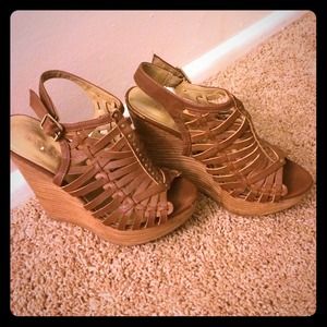 Tan wedge heels