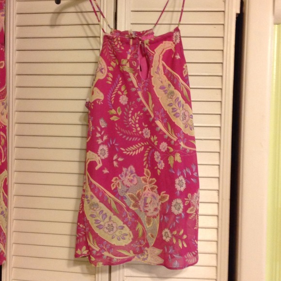Pink Floral Key-Hole Halter Top w/ Skirt. - Picture 2 of 4