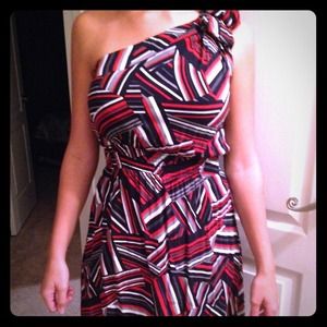 Sleeveless one side Red, white, & navy dress