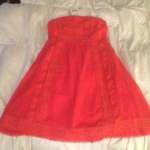 Urban outfitters coral strapless dress