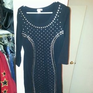 Gold studded black dress